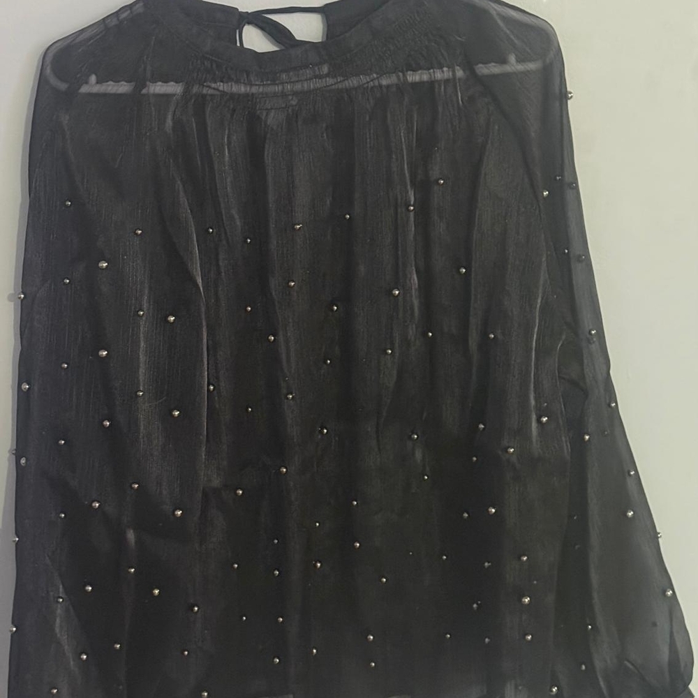 Ultra Pink Elegant Black Beaded Blouse - Picture 2 of 2